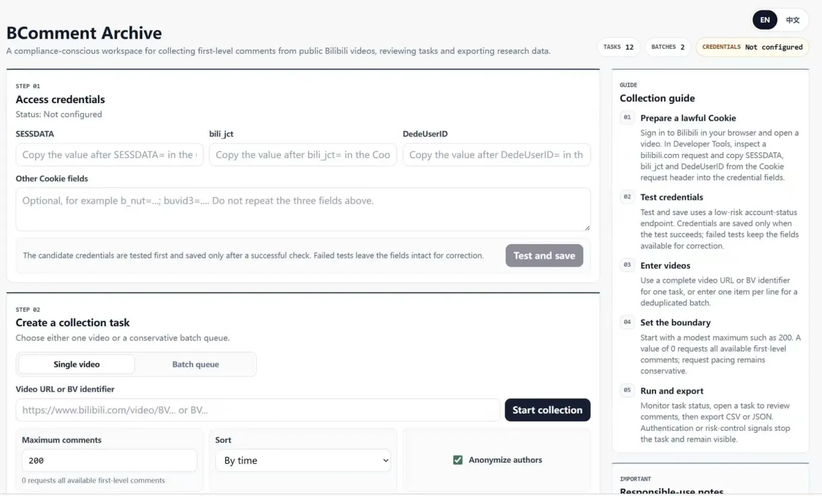 BComment Archive — screenshot